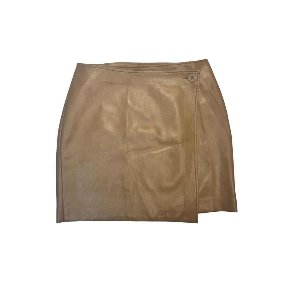 Babaton Aritzia Vicinity Faux Leather Camel Wrap Mini Skirt Women’s 10 Y2K Date - Picture 4 of 16